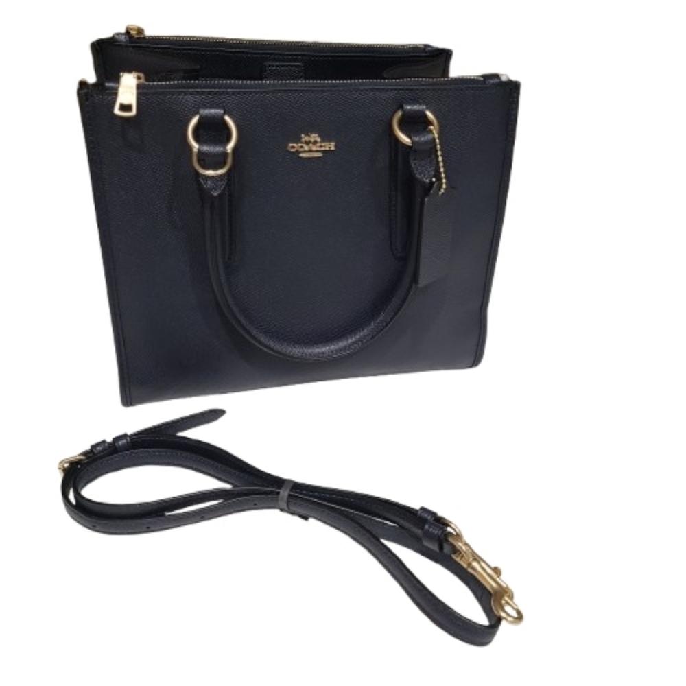 Coach Crosby Carryall Crossgrain Leather Tote Midnight Navy Satchel Shoulder Bag - Picture 15 of 16
